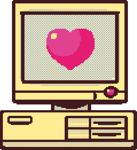 computer with pink heart on screen